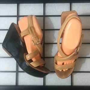 DIANE VON FURSTENBERG Wedge Sandals Heels Wood